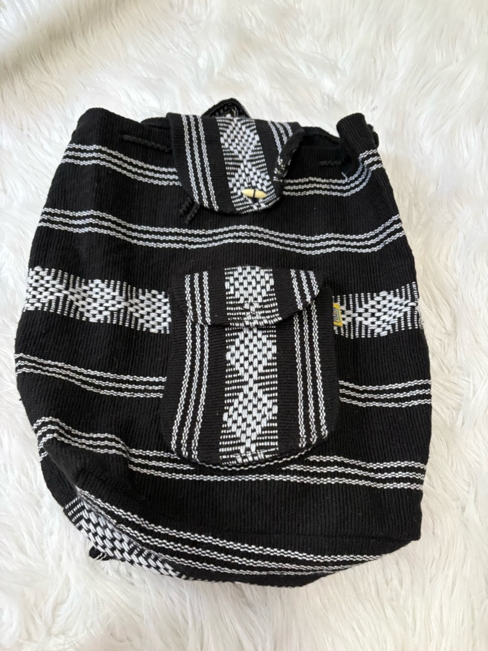 Artesanias Mr. Pinzon Black Woven Lightweight Backpack Made in Mexico